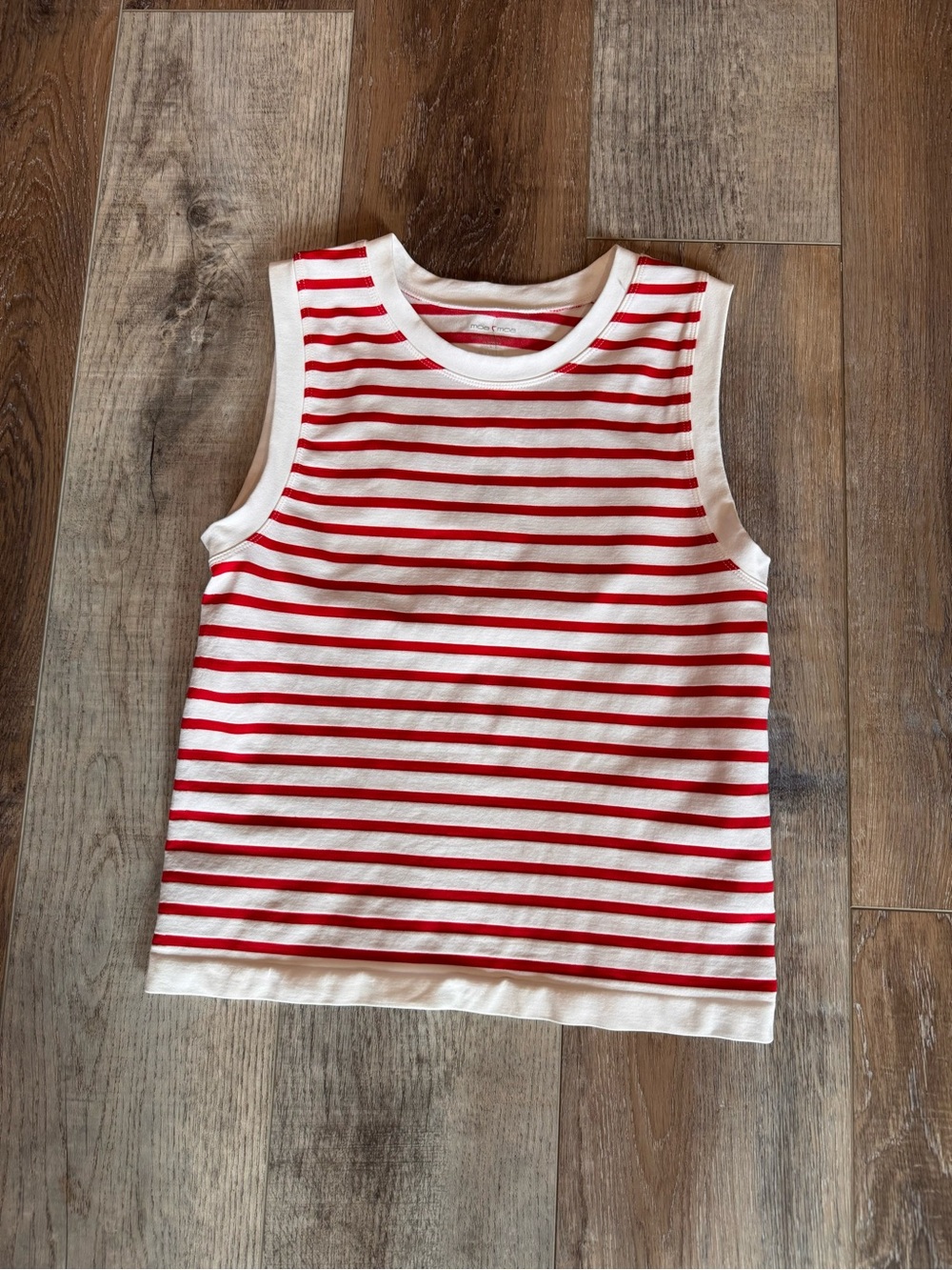 Moa Moa Sleeveless Red & White Stripe Tank Top